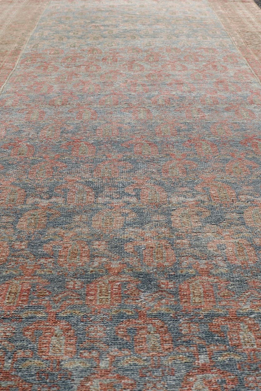 Antique Distressed Persian Gallery Runner. Antique Distressed Persian Mahal Gallery Runner in Wool with All - Over Design. distressed Persia rug. Keivan Woven Arts/ rug/ ZIR - 54 - KV - 01, country of origin / type: Iran / Mahal, circa 1910. Measures: 3... - Keivan Woven ArtsZIR - 54 - KV - 01 - 15000Rug