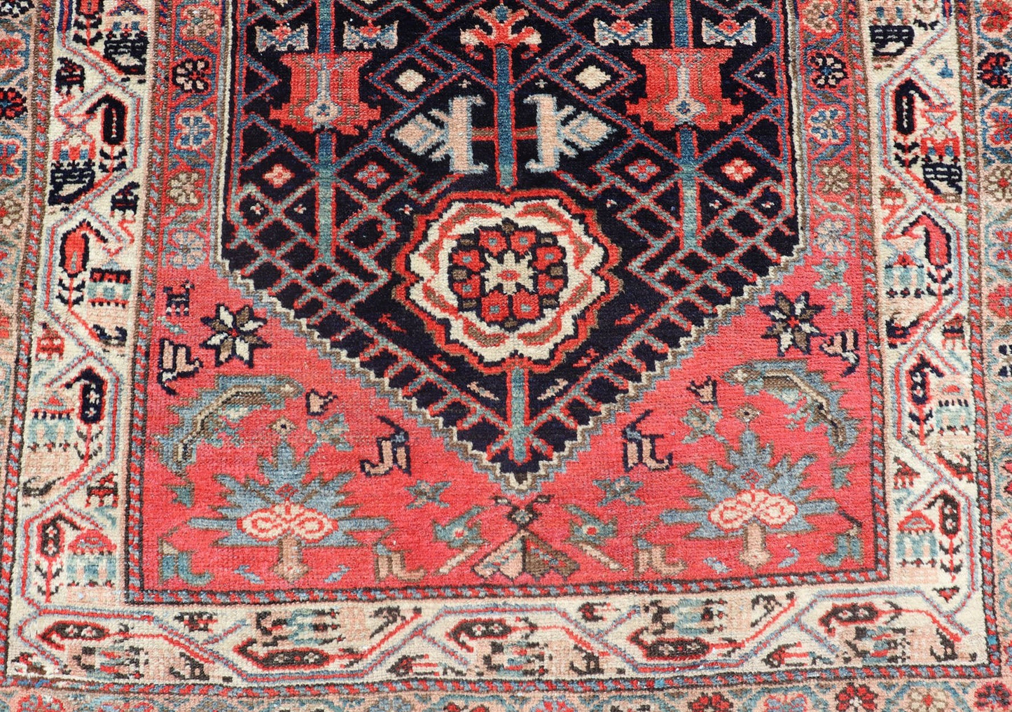 Antique Persian Malayer Runner with Sub - Geometric All - Over Design in Navy Color. Malayer antique runner from Persia with geometric floral central field design, rug ZIR - 58 - KV - 04, country of origin / type: Iran / Malayer, circa 1910. This a... - Keivan Woven ArtsZIR - 58 - KV - 04 - 15012Rug