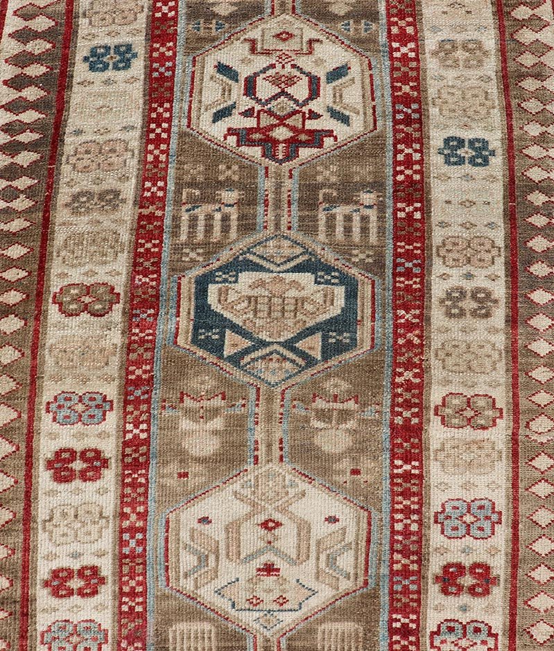 Persian Hand Knotted Antique Serab Runner in Tribal Design With Medallions. Antique Persian Tribal Serab runner, Keivan Woven Arts / rug/ ZIR - 59 - KV - 05, origin/iran 1900 Measures: 3'0 x 8'10 This antique Serab carpet from 1900s Persia features a ... - Keivan Woven ArtsZIR - 59 - KV - 05 - 15018