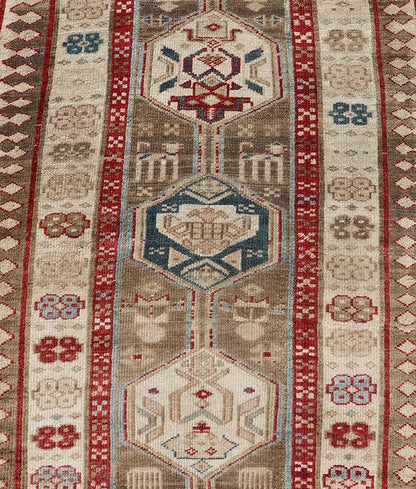 Persian Hand Knotted Antique Serab Runner in Tribal Design With Medallions. Antique Persian Tribal Serab runner, Keivan Woven Arts / rug/ ZIR - 59 - KV - 05, origin/iran 1900 Measures: 3'0 x 8'10 This antique Serab carpet from 1900s Persia features a ... - Keivan Woven ArtsZIR - 59 - KV - 05 - 15018