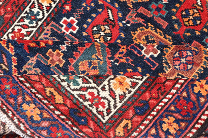 Antique Kurdish Runner with All - Over Geometric Design in Charcoal Background Antique Runner from Persia with geometric design in charcoal background, with accent colors of red, blue, green, orange and Light blue. Keivan Woven Arts/ rug ZIR - 63 - KV... - Keivan Woven ArtsZIR - 63 - KV - 16 - P13630 - 15042