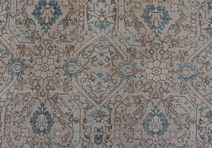 Blue, brown and Tan Persian Antique Tabriz Rug with All - Over Geometric Design. Tan background Persian Tabriz rug with geometric design, rug ZIR - 65 - KV - 11, country of origin / type: Iran / Tabriz, circa 1930. This magnificent early 20th centur... - Keivan Woven ArtsZIR - 65 - KV - 11 - 15054