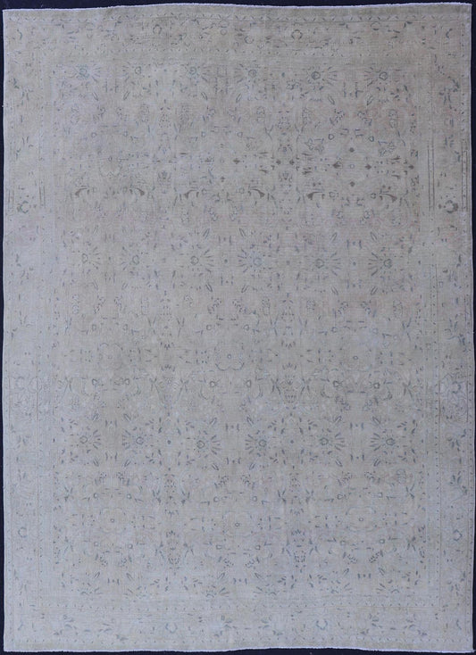 Geometric All - Over Floral Design Antique Persian Khorassan Rug Gray,light blue, cream and brown geometric Antique Hand Knotted Persian Khorassan rug, Keivan Woven Arts / rug ZIR - 69 - KV - 20, country of origin / type: Iran / Khorassan, circa 1920 ... - Keivan Woven ArtsZIR - 69 - KV - 20 - 15072